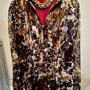 Coldwater Creek Brown Floral Blouse